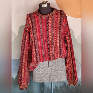 1980's Multicolored Crew Neck Sweater with Vertical Stripes